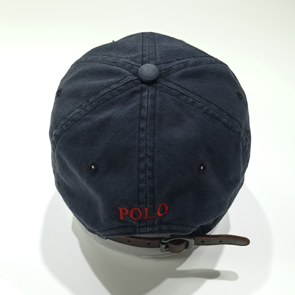CL552 폴로 90s 가죽스트랩 다크네이비 자수 레드 볼캡 모자 상품이미지5