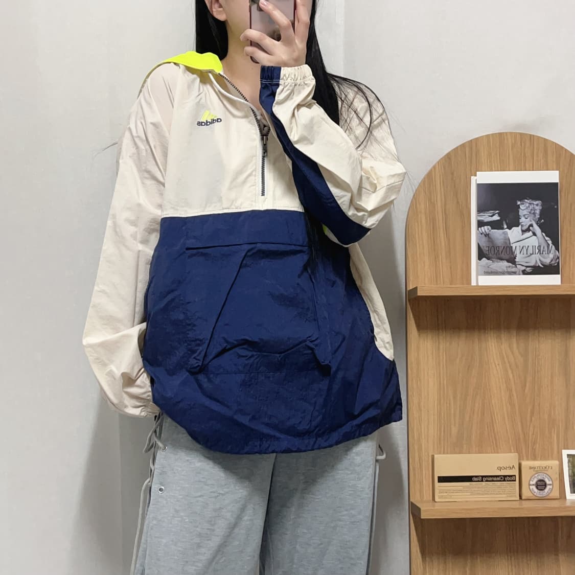 [정품] 아디다스 베이지 네이비 배색 아노락 [ L ] 상품이미지2