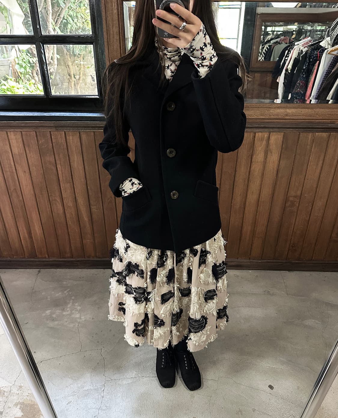 FREY I.D jacquard fringe midi skirt 상품이미지4