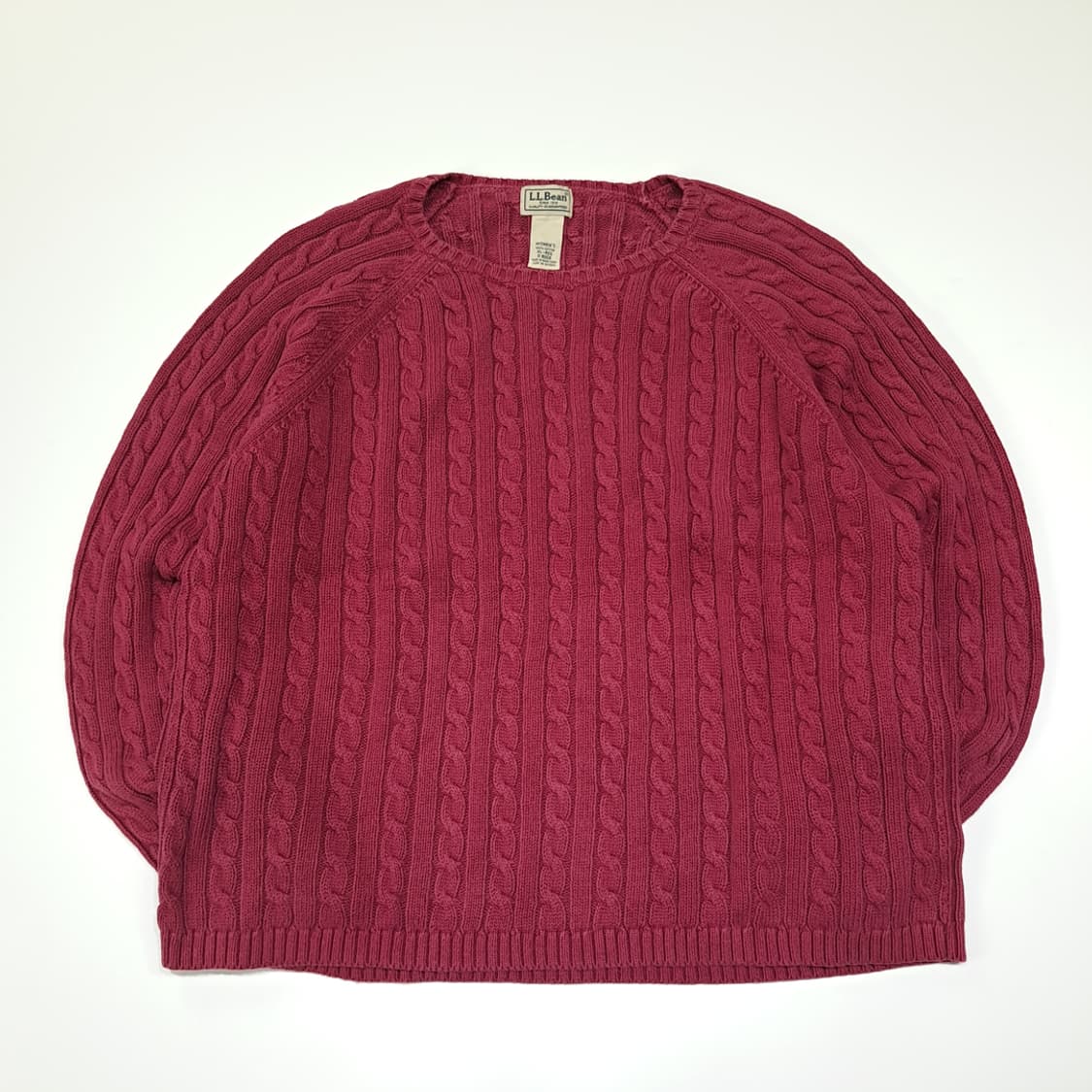 CL308 XL 엘엘빈 90s 홍콩판 코튼 케이블 버건디 니트 스웨터 상품이미지1