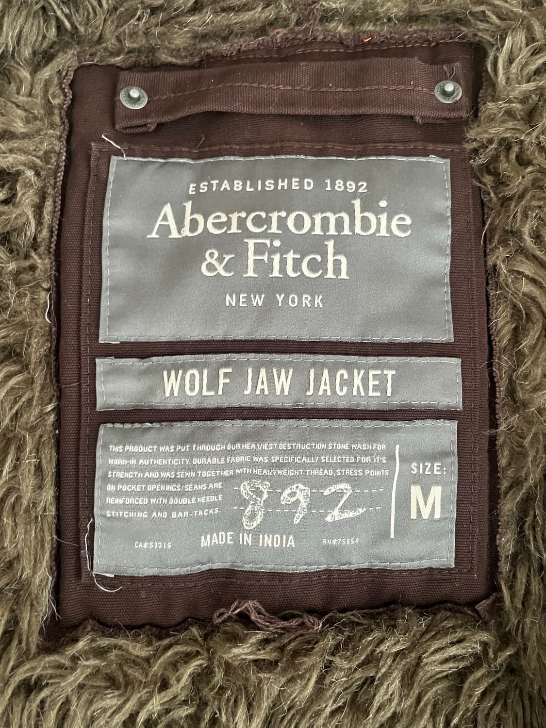 M) 00s 아베크롬비 울프죠 후드집업 브라운 상품이미지5