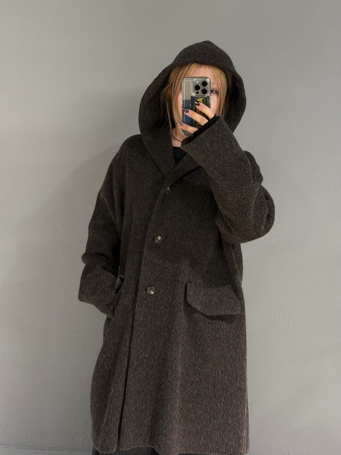 Mohair blend hood coat 상품이미지3