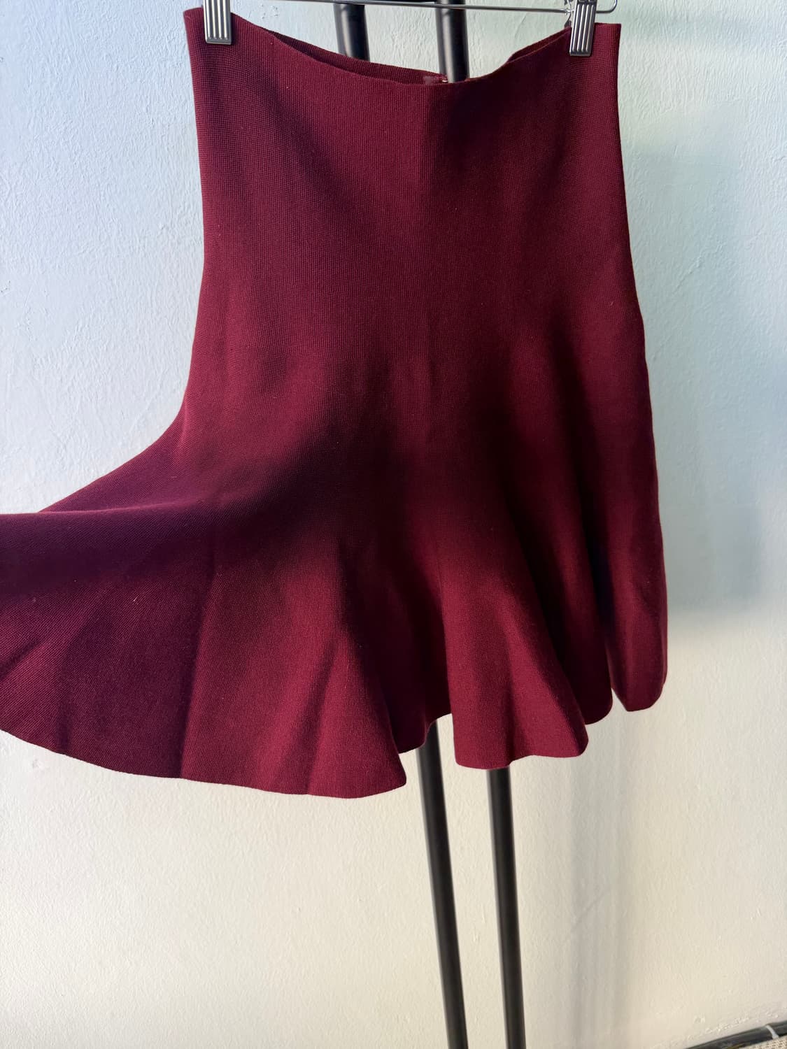 정품) 럭키슈에뜨 버건디 니트 스커트 치마 36 상품이미지4