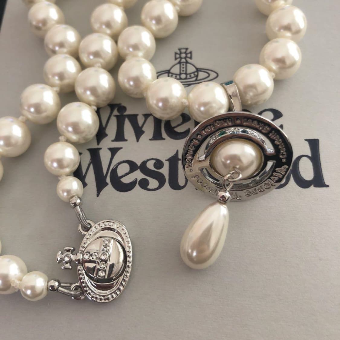 비비안웨스트우드 진주 펄 레인드랍 orb 팬던트 초커 목걸이 상품이미지4
