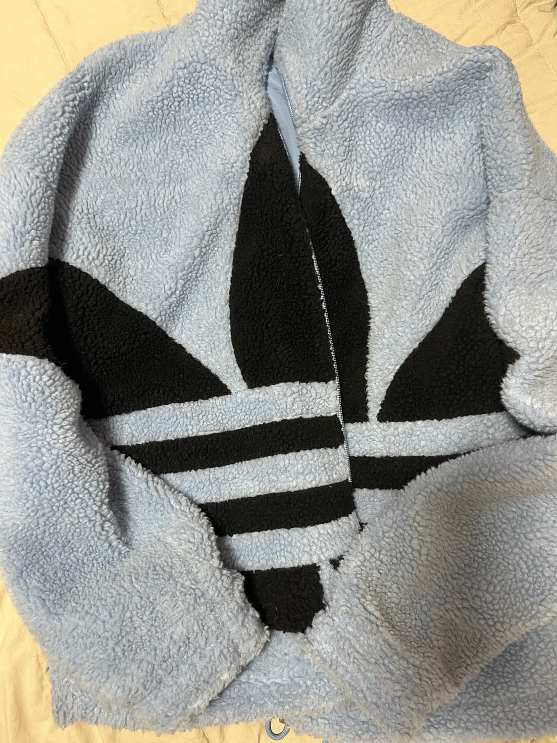 아디다스 빅 트레포일 쉐르파 자켓 빅로고 후리스 집업 블루 상품이미지1