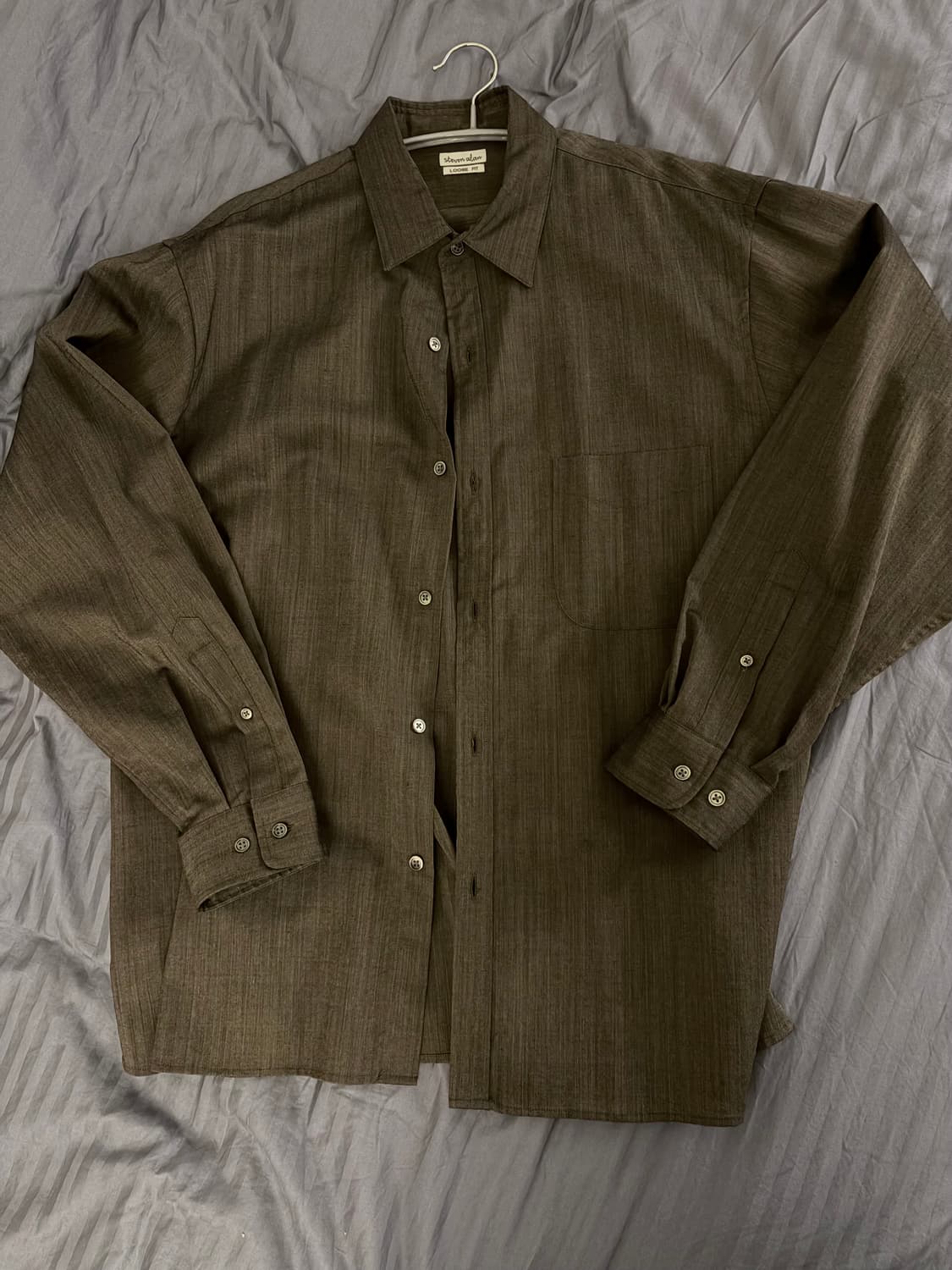 스티븐알란 steven alan 루즈핏 셔츠 브라운카키 L 상품이미지1