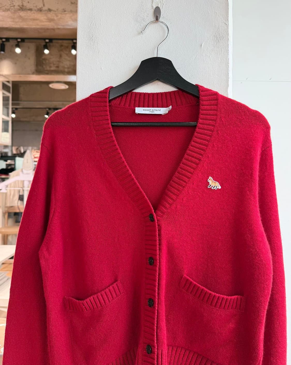 메종 키츠네 레드 베이비 폭스 패치 가디건  상품이미지3