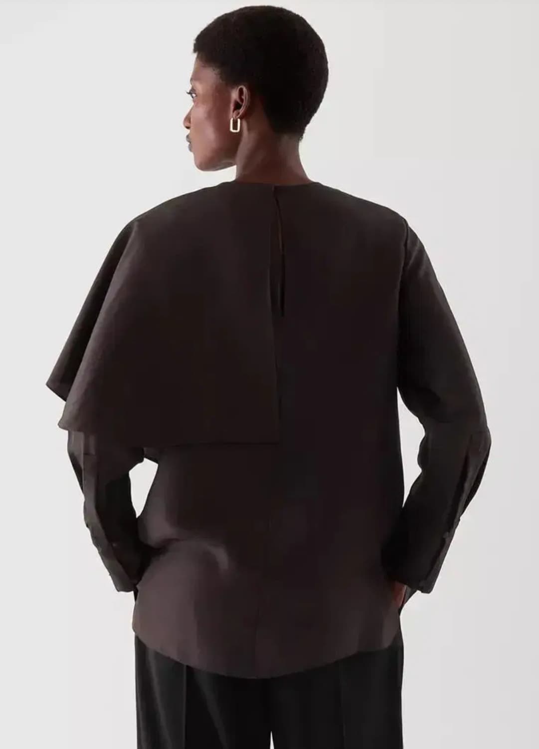 새상품) cos 실크 케이프 블라우스 브라운 32사이즈 상품이미지2