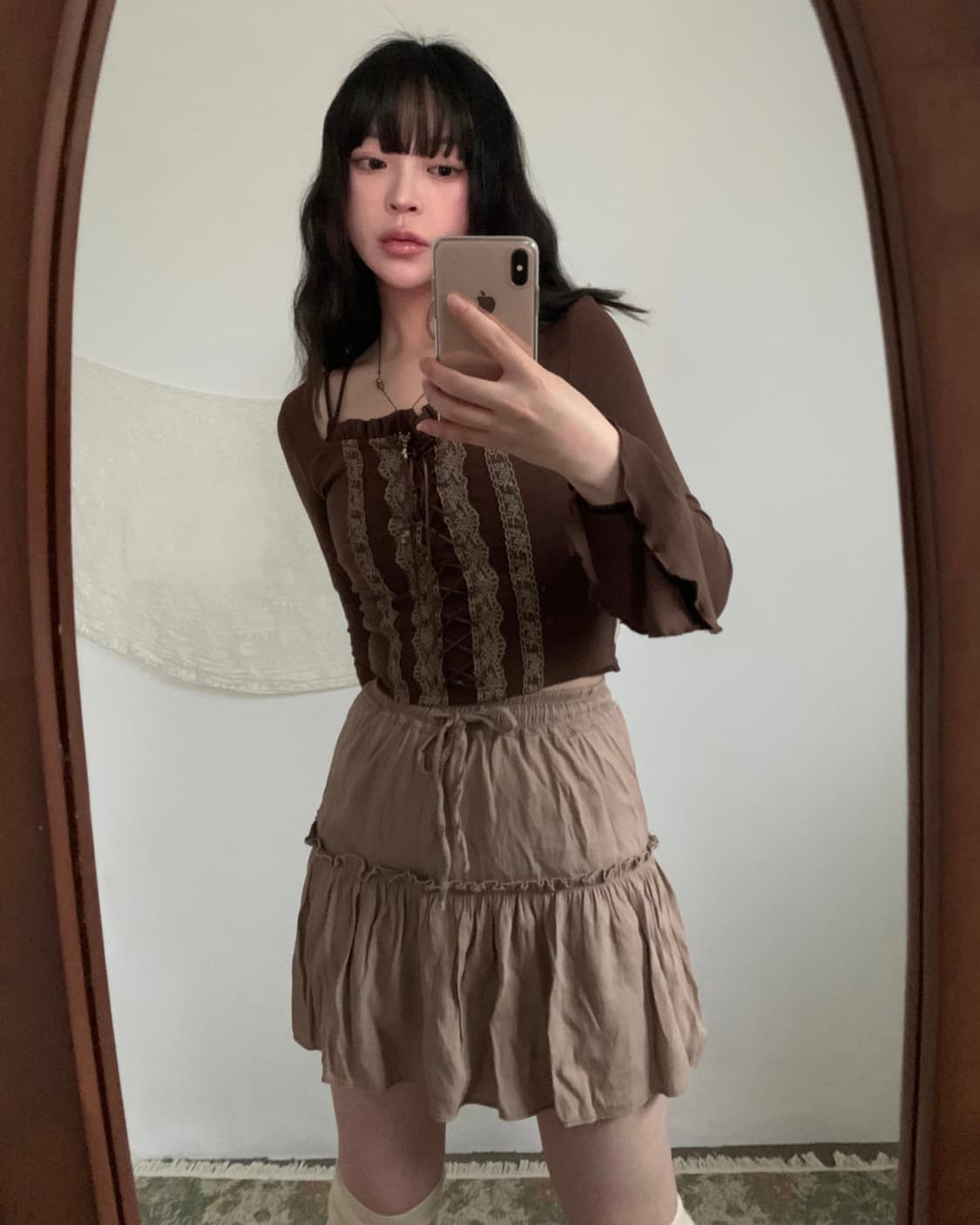 [새상품] 빈티지 아일렛 티셔츠 라떼갸루 상품이미지2