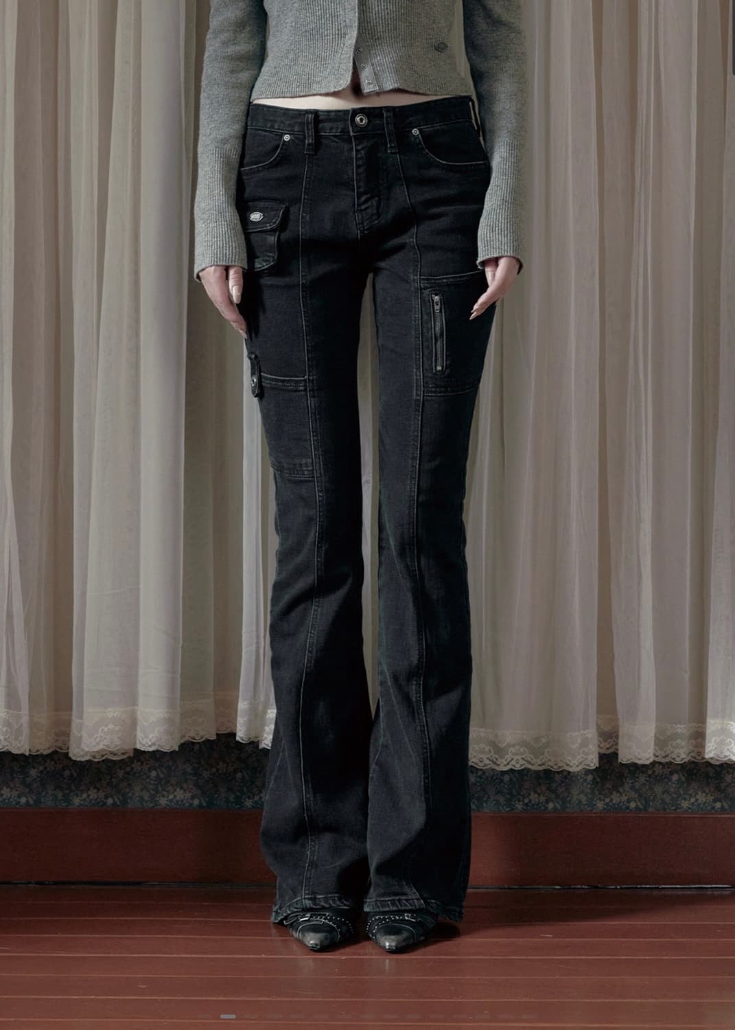 보헤미안 서울 사이드 포켓 부츠컷 진(딥 그레이) 상품이미지1