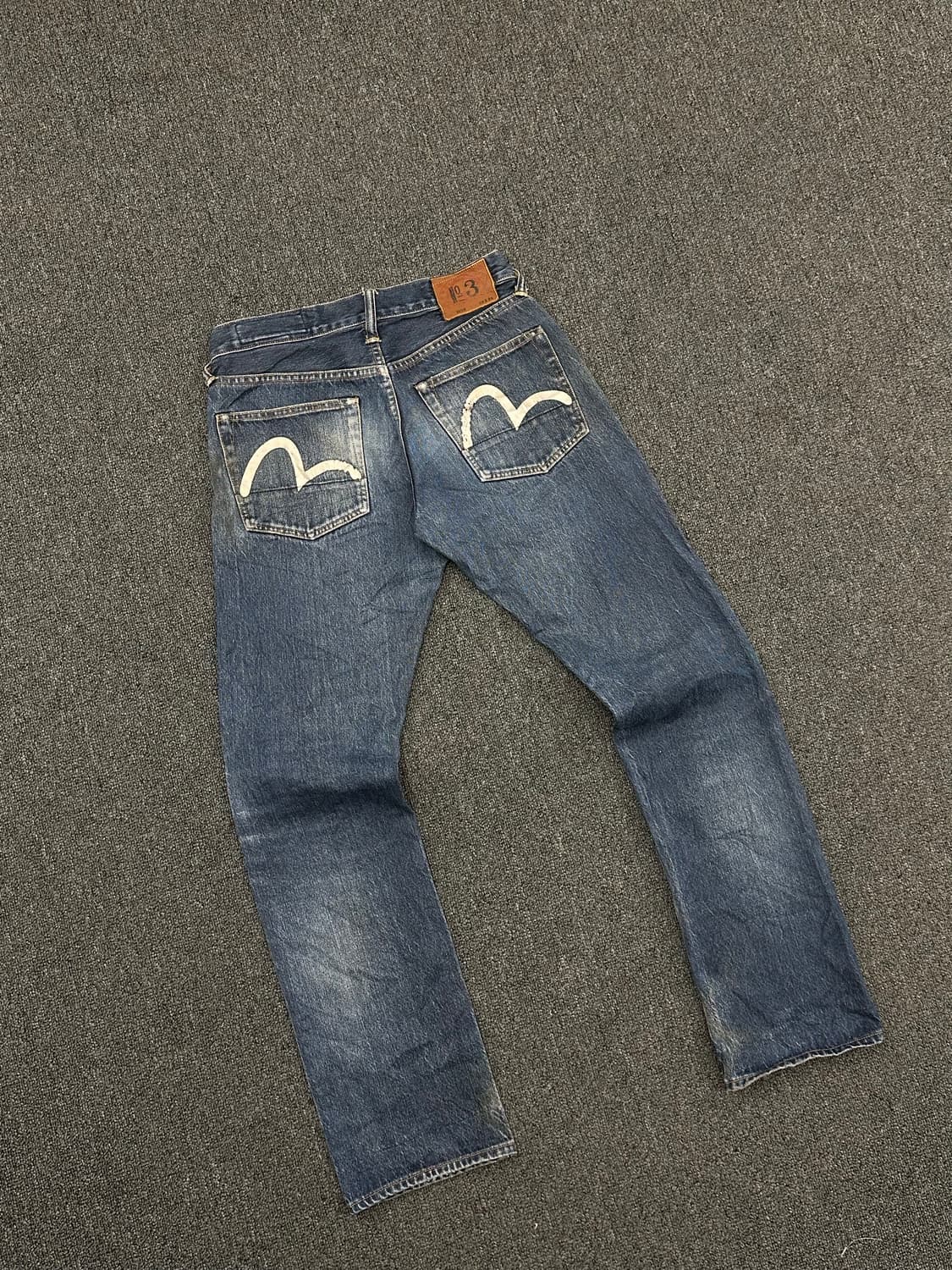 29)에비수 빈티지 포켓 프린팅 여성 셀비지 데님팬츠 상품이미지1