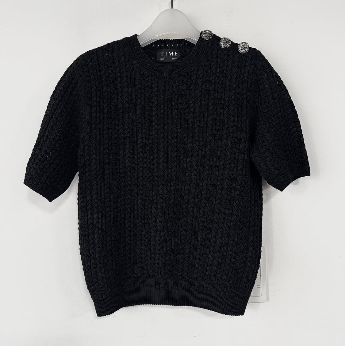 타임 TIME 크리스탈 버튼 반팔 니트 상품이미지2