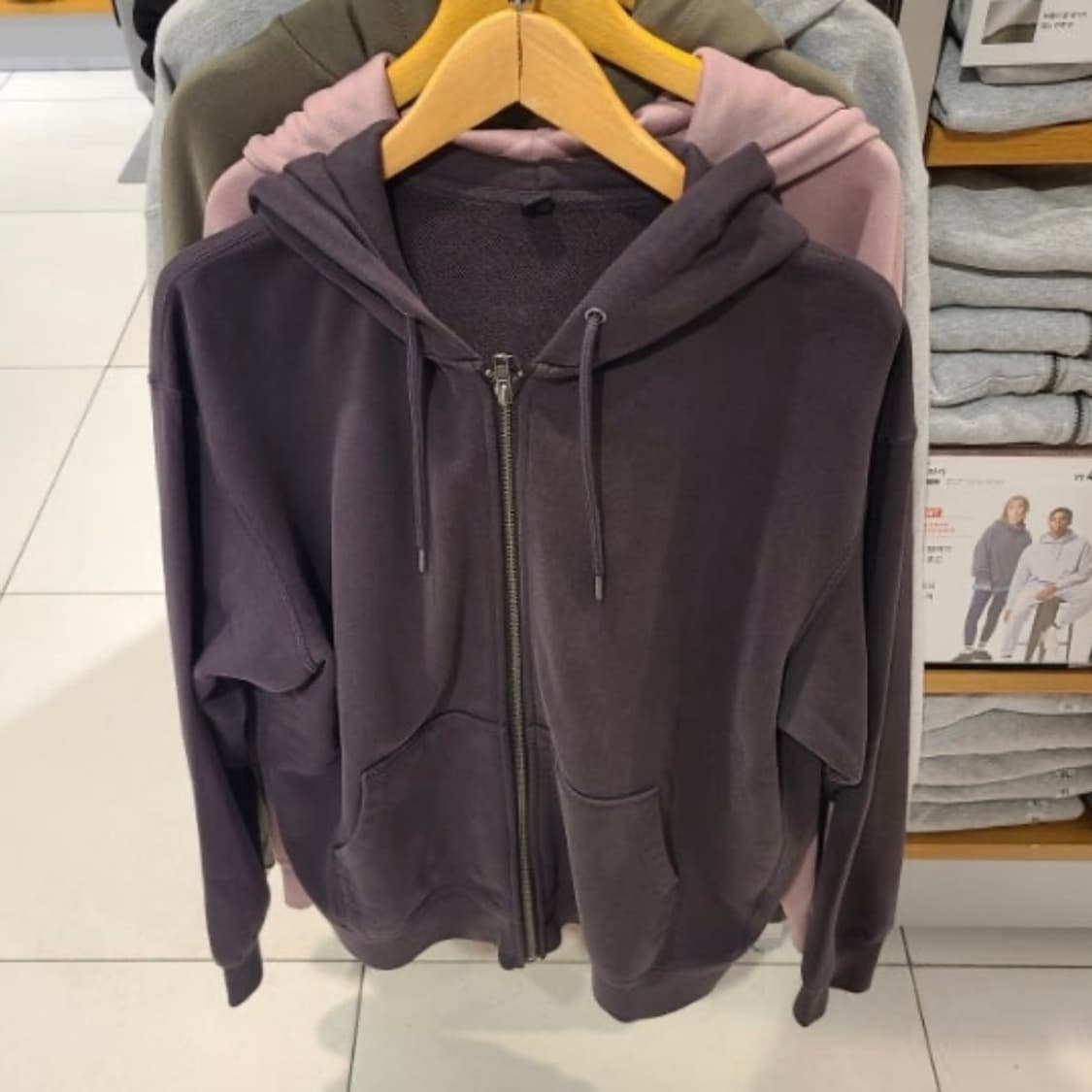 유니클로 스웨트풀집파카 다크그레이 XL 상품이미지3