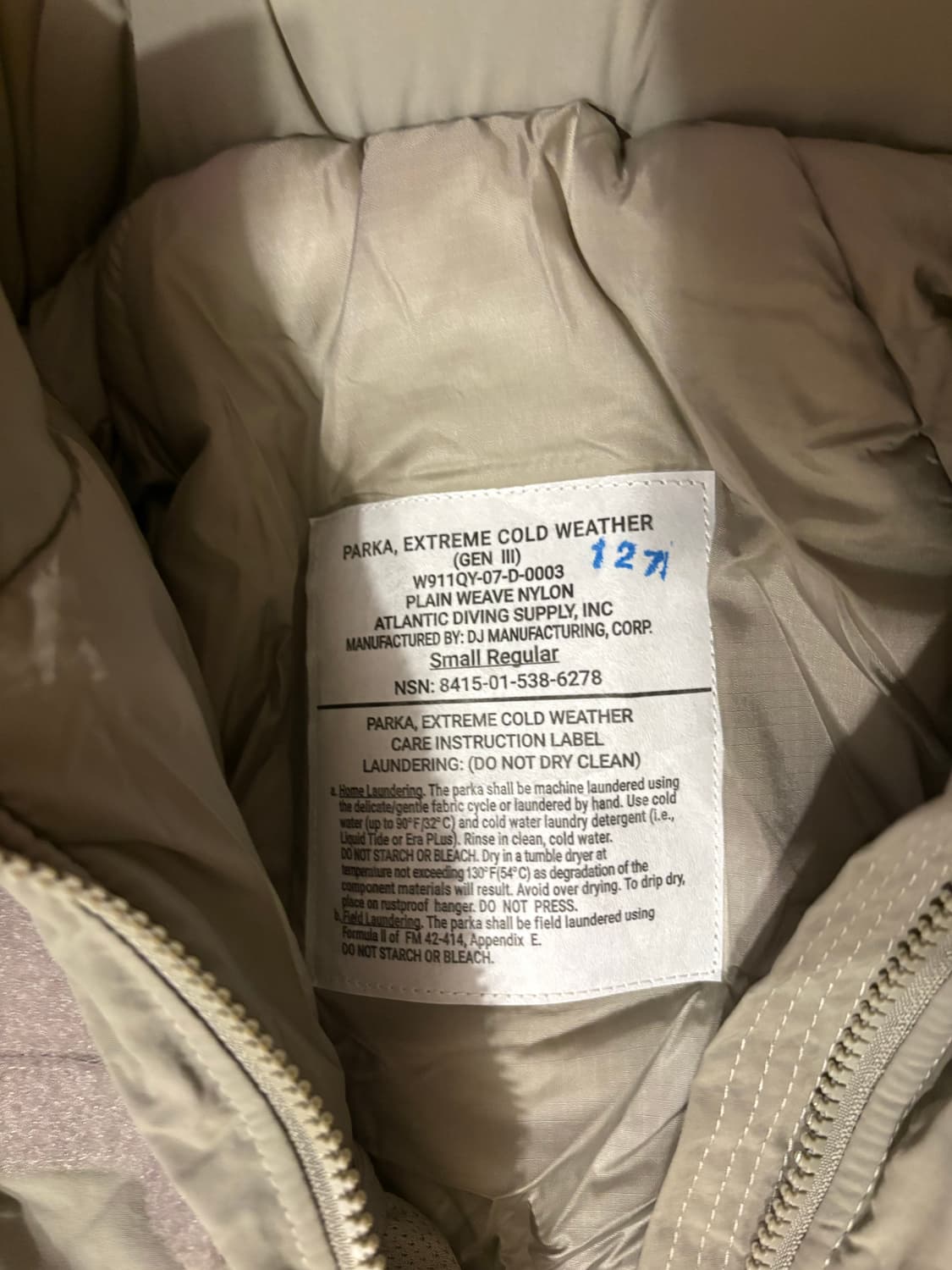 새상품)프리마로프트 레벨7 파카 오리지널 스몰 레귤러 상품이미지2
