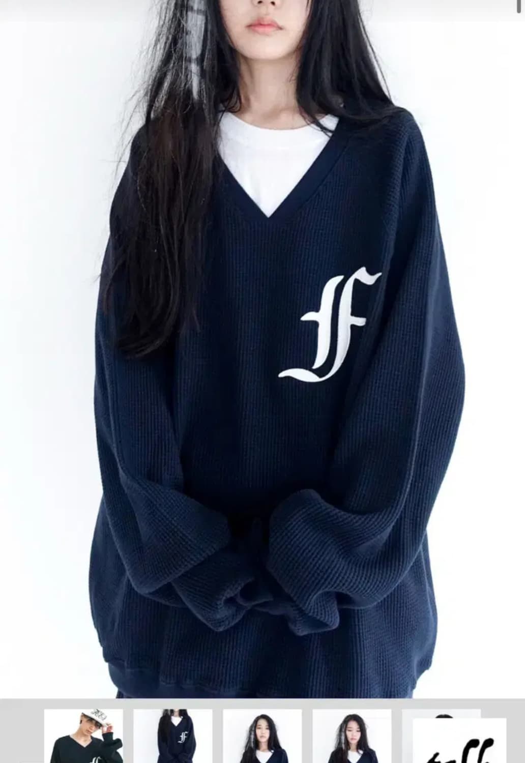 [구해요]샵페어리 와플 맨투맨 네이비 상품이미지1