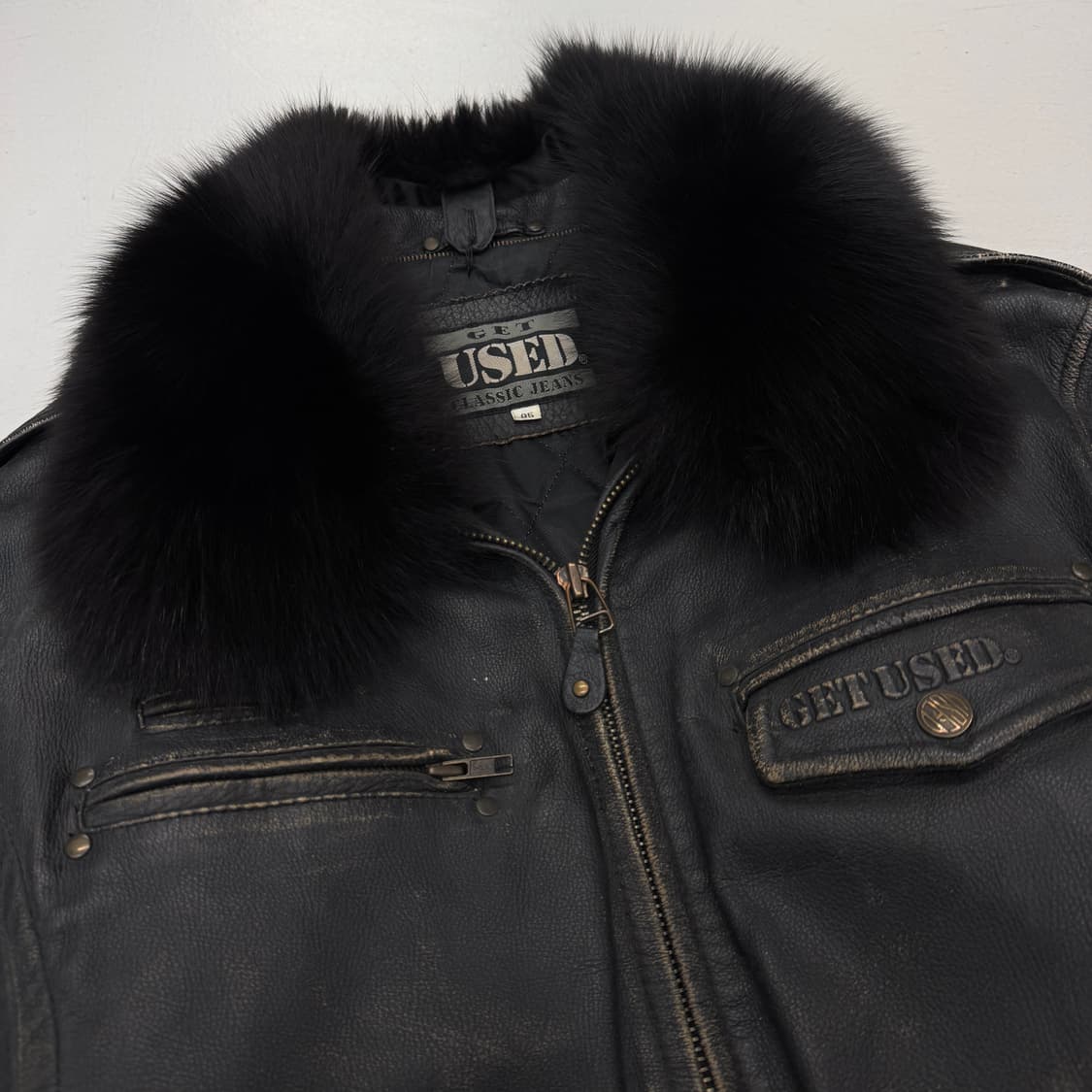 GET USED 90s 리얼레더 소가죽 카우스킨 퍼 가죽자켓 상품이미지4