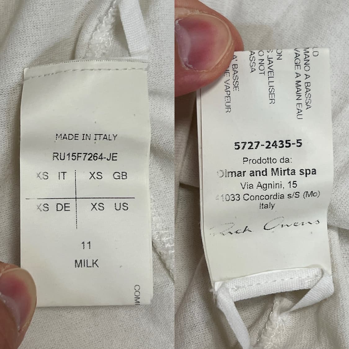 릭오웬스 15FW "SPHINX" 레벨 티셔츠 밀크 상품이미지8