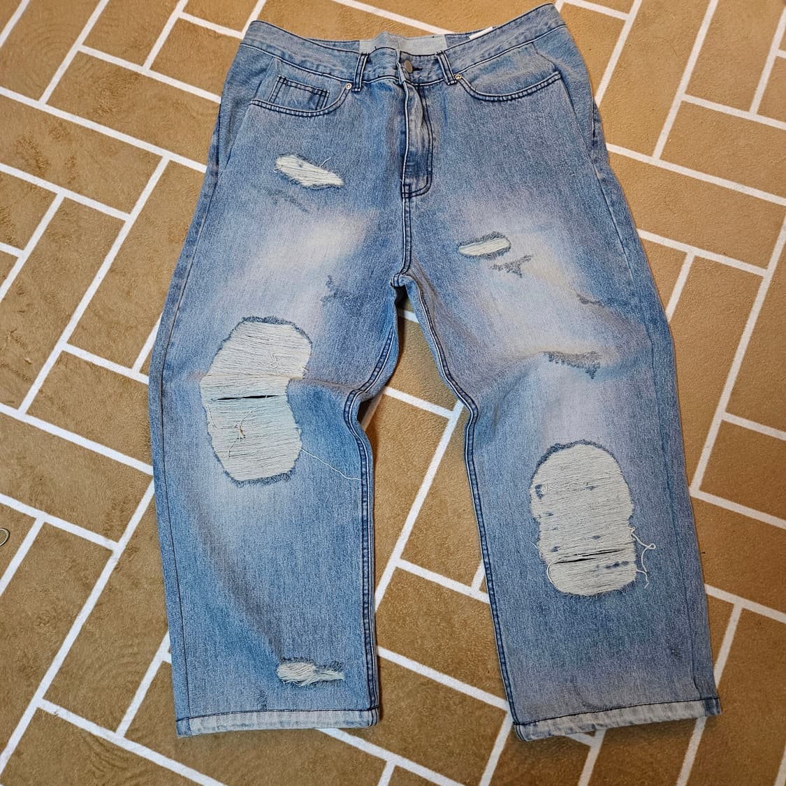 런치라인 24ss 디트로이트 워싱 레귤러 데님 팬츠 L size 상품이미지1