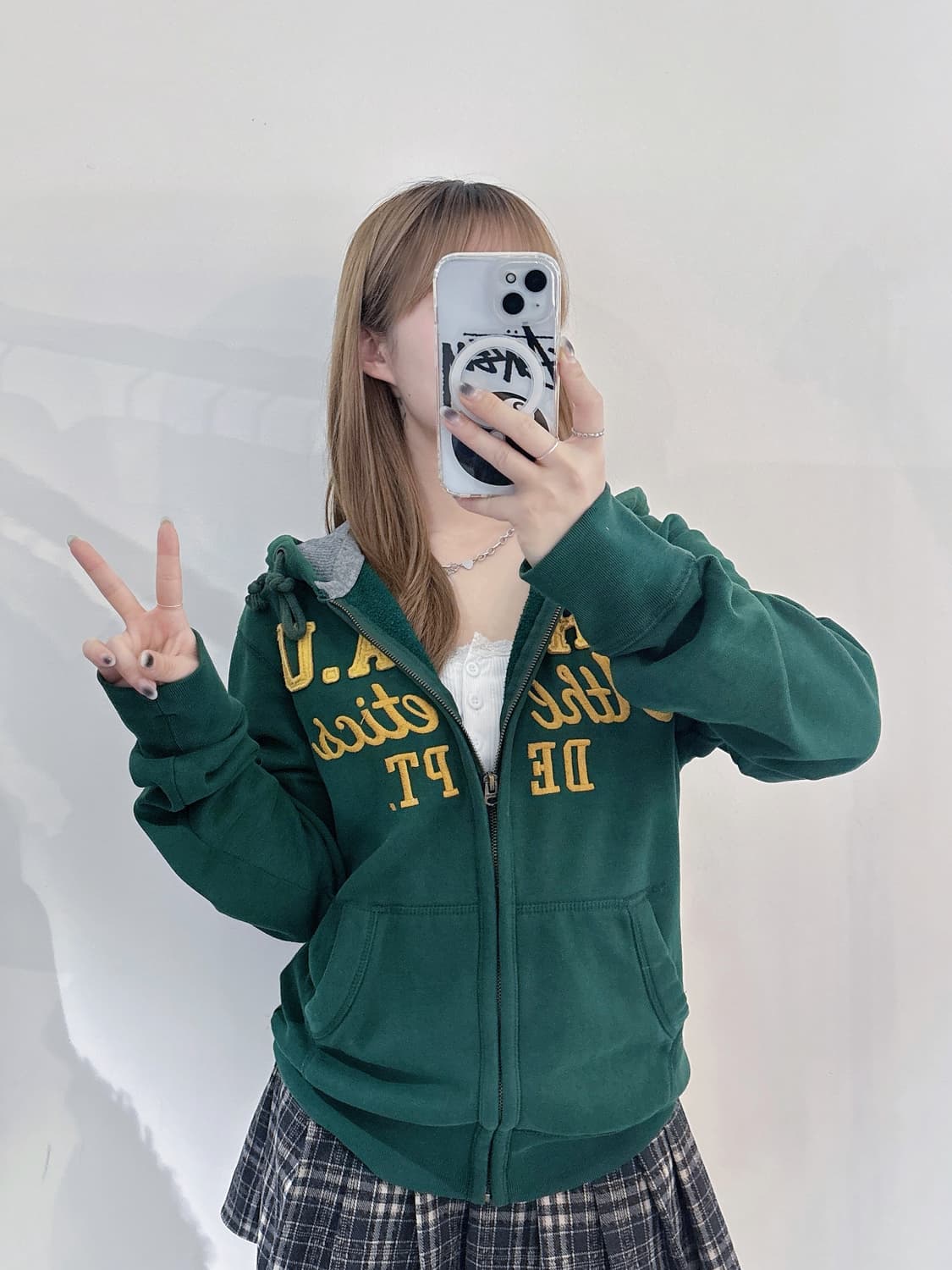 후아유 그린 빅로고 후드집업 상품이미지1