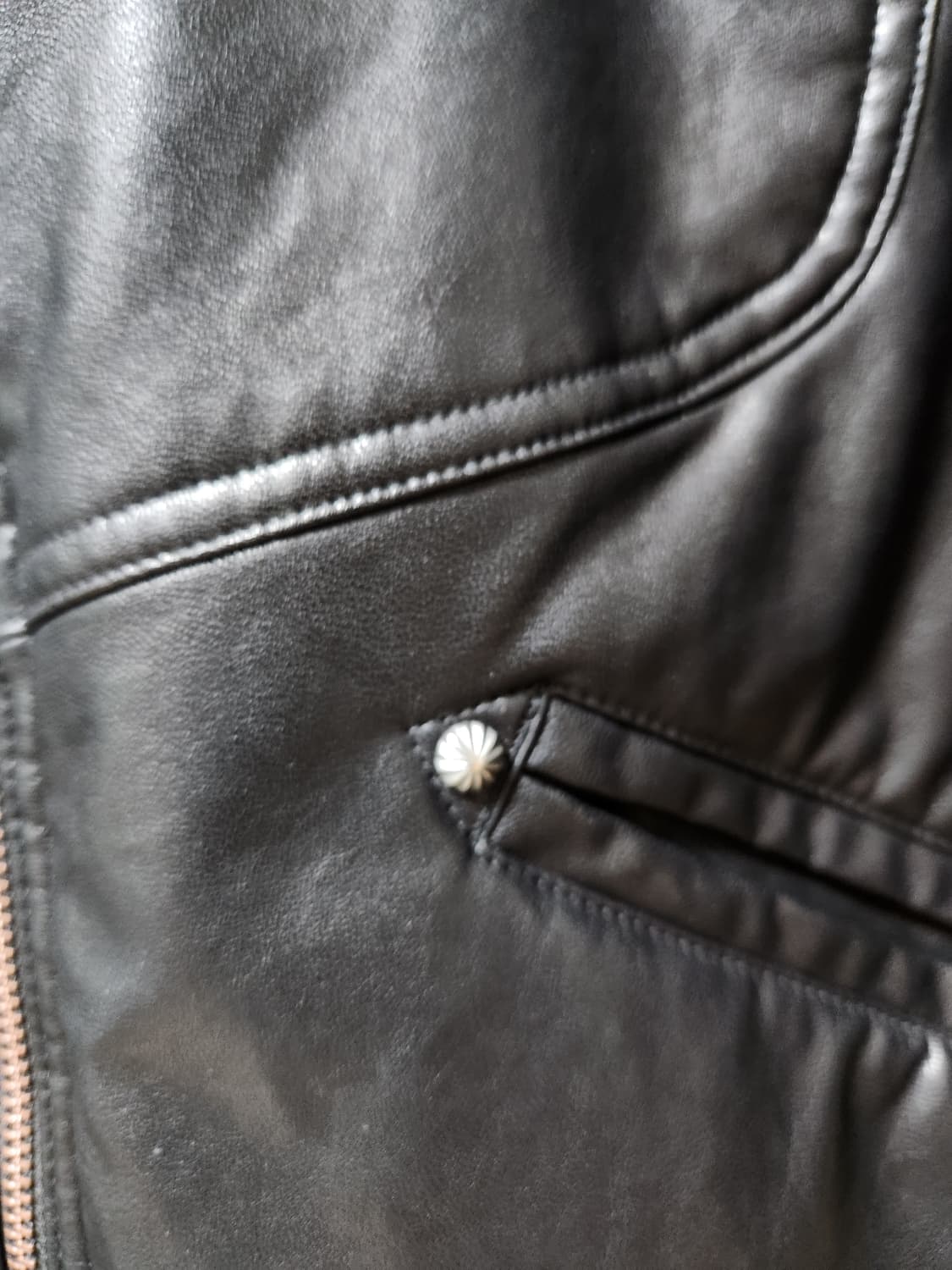 데우스  블랙 가죽패딩 XL 105-110 라이더자켓 상품이미지6