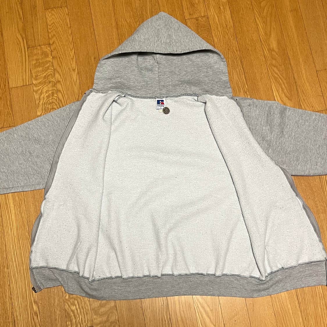 [L] 90s 빈티지 러셀 후드집업 헤더 그레이 상품이미지3