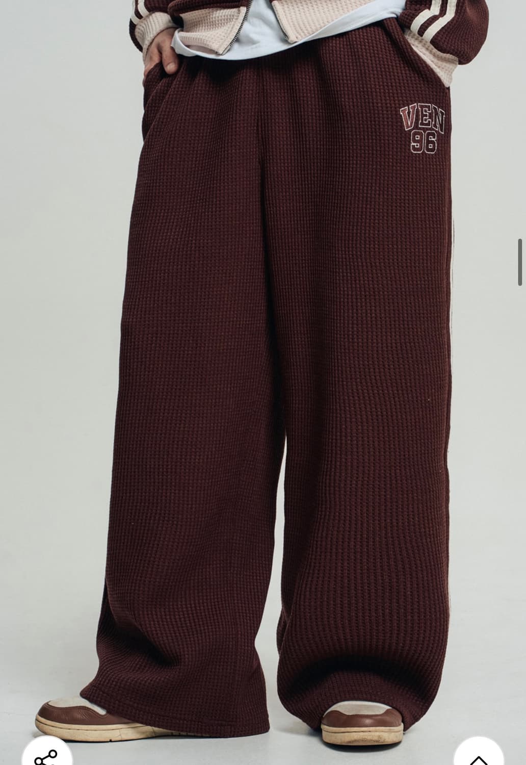 [벤힛] VEN96 트랙 와플 배색 팬츠 (브라운/XL사이즈) 상품이미지4