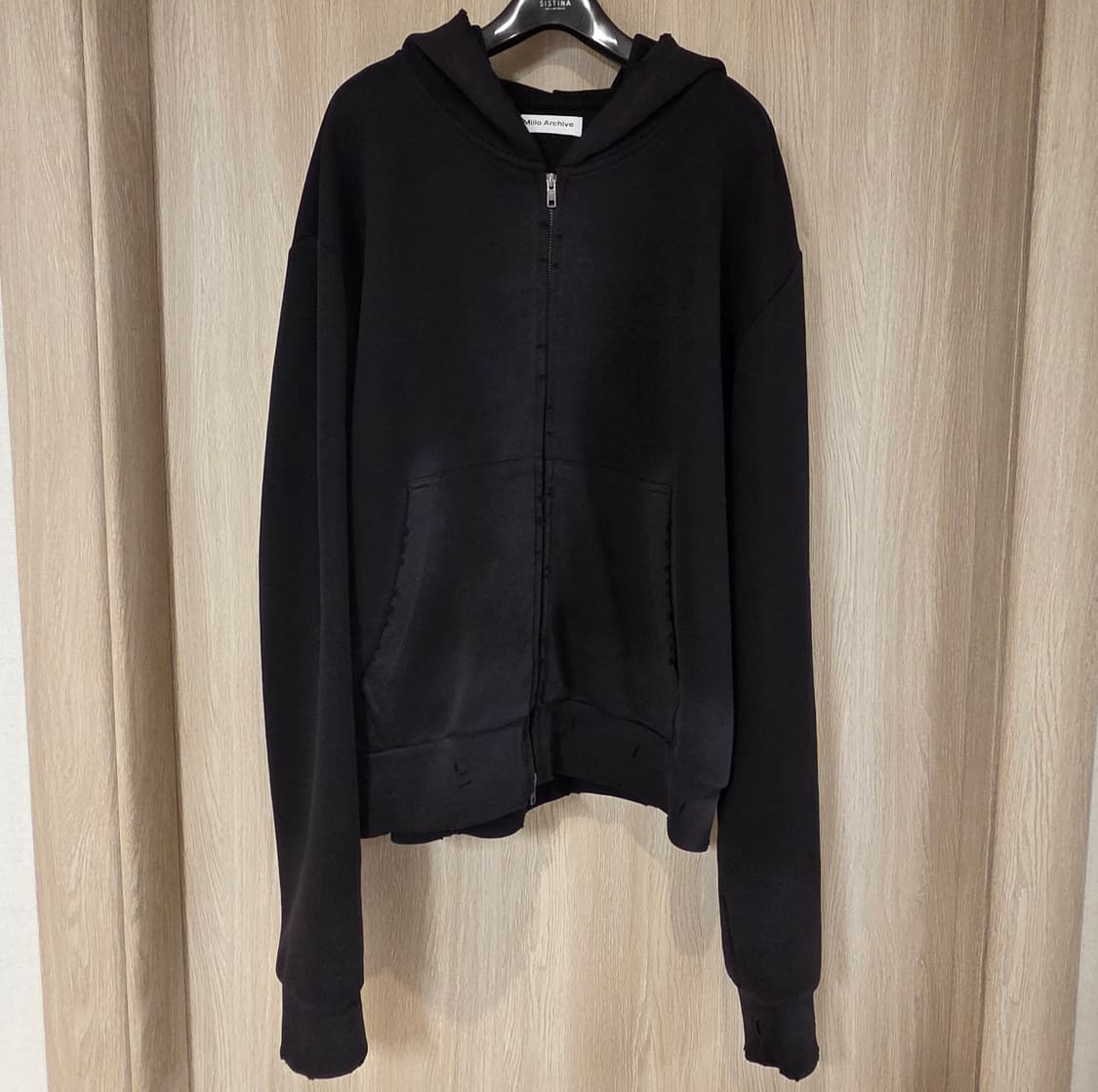 밀로아카이브 데미지 쇼트 후디 집업 L 상품이미지2