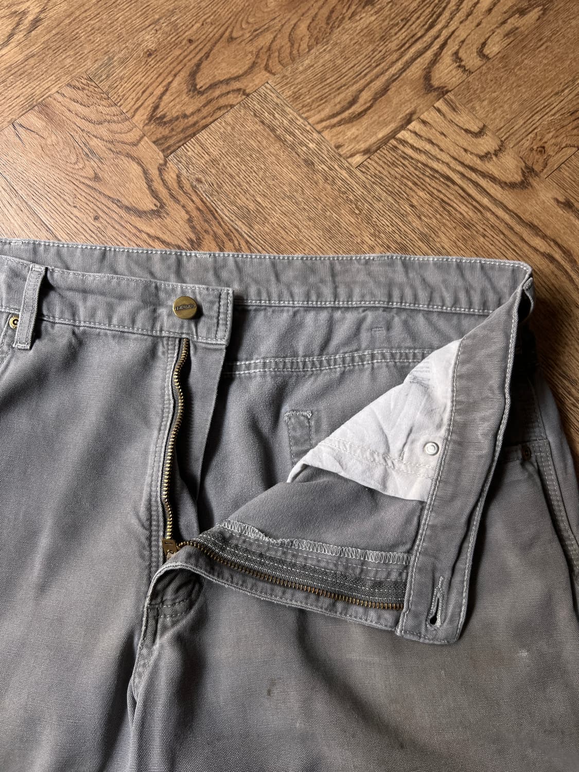 [38]칼하트 USA 더티워싱 차콜 싱글니 카펜터 워크 팬츠 상품이미지3