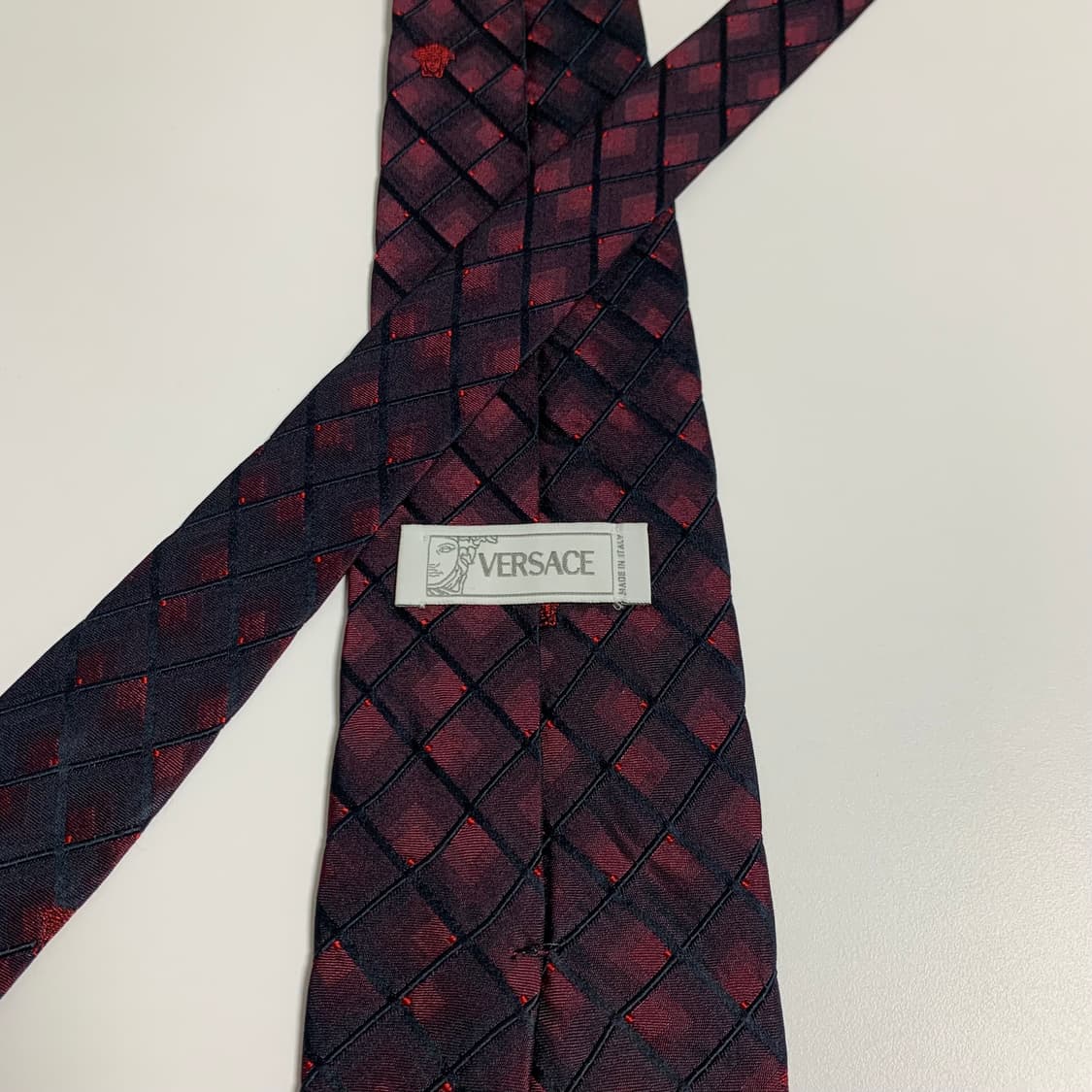 베르사체(VERSACE) 레드 버건디컬러 체크넥타이 명품 100실크 A+ 상품이미지5