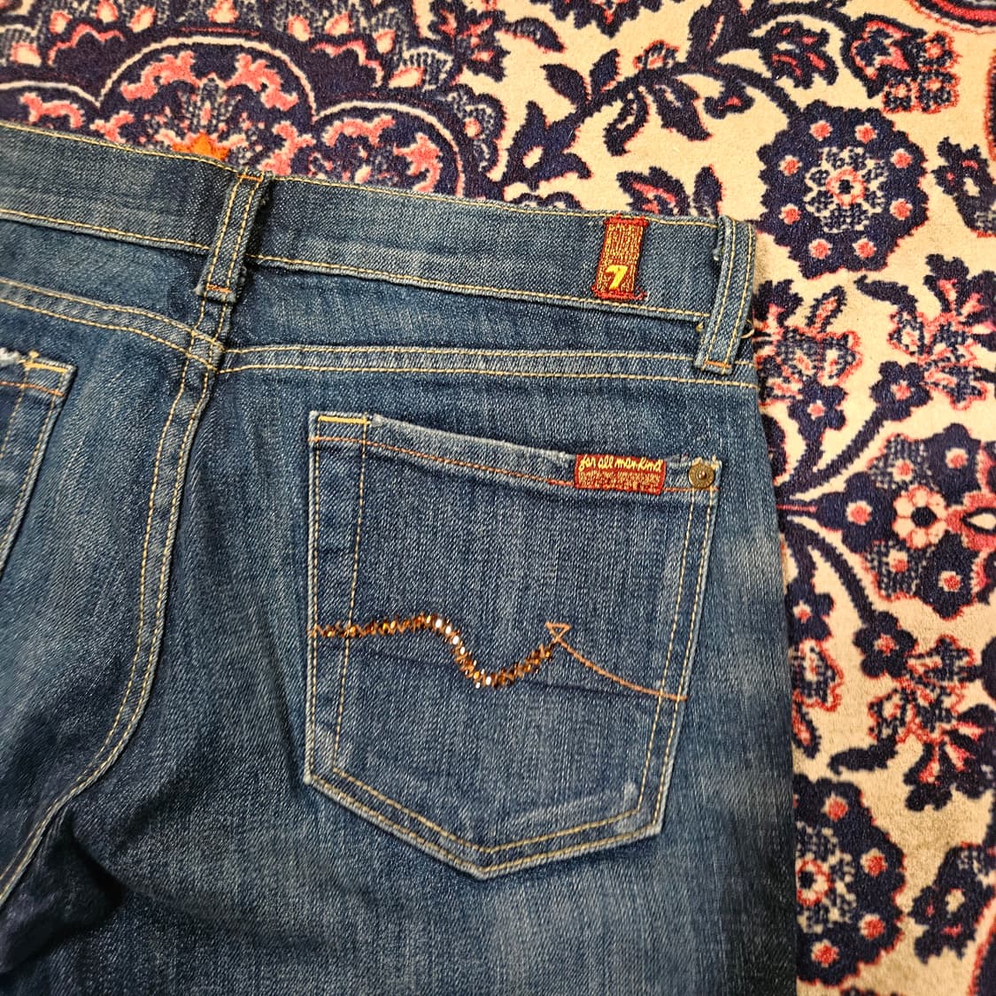 세븐진 포켓 펄 세미 부츠컷 데님 청바지 28  상품이미지5