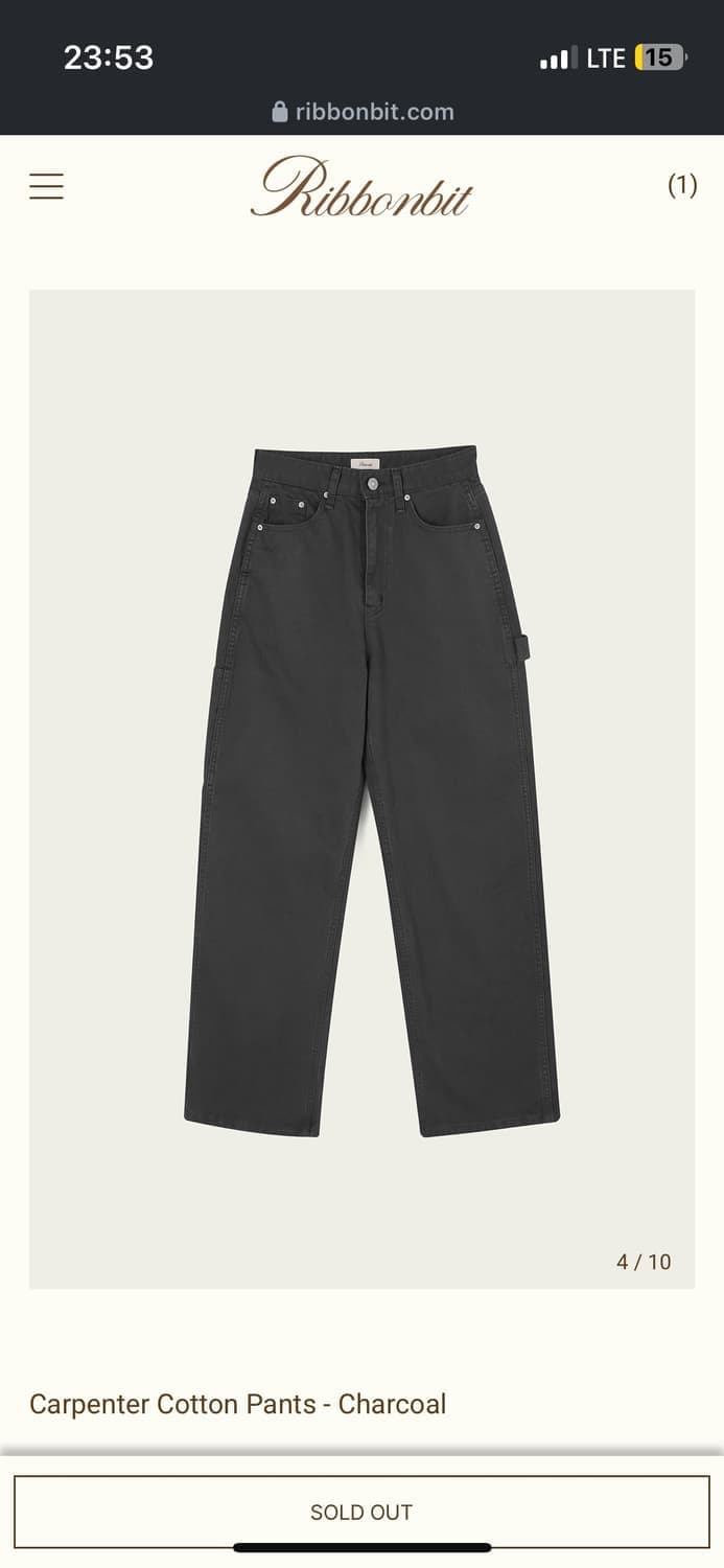 리본빛 카펜터 코튼 퍈츠 차콜 M 상품이미지1