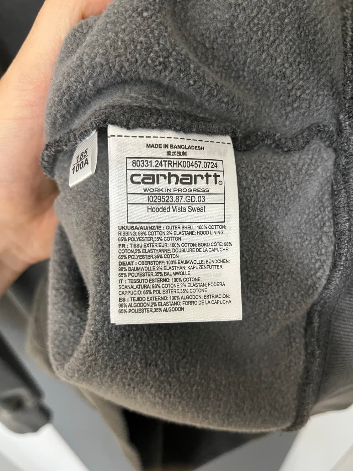 칼하트 wip 비스타 후드티 XL (새상품) 상품이미지4