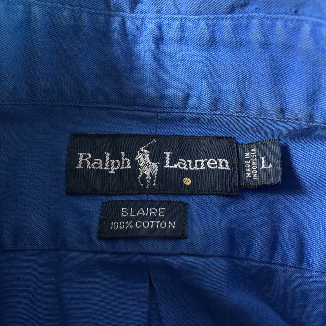 Polo  폴로 랄프로렌 자수 코튼 블루 솔리드 반팔셔츠  상품이미지4