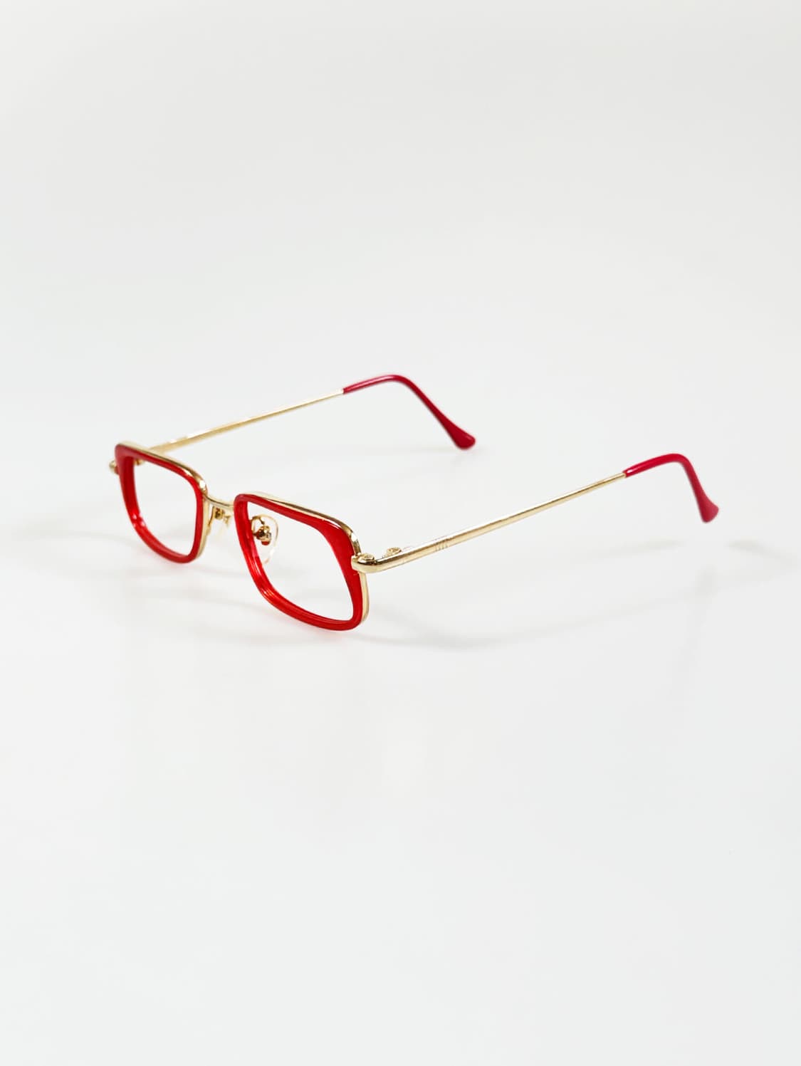 90s 유럽제 레드 골드 스퀘어 프레임 빈티지 안경 상품이미지3