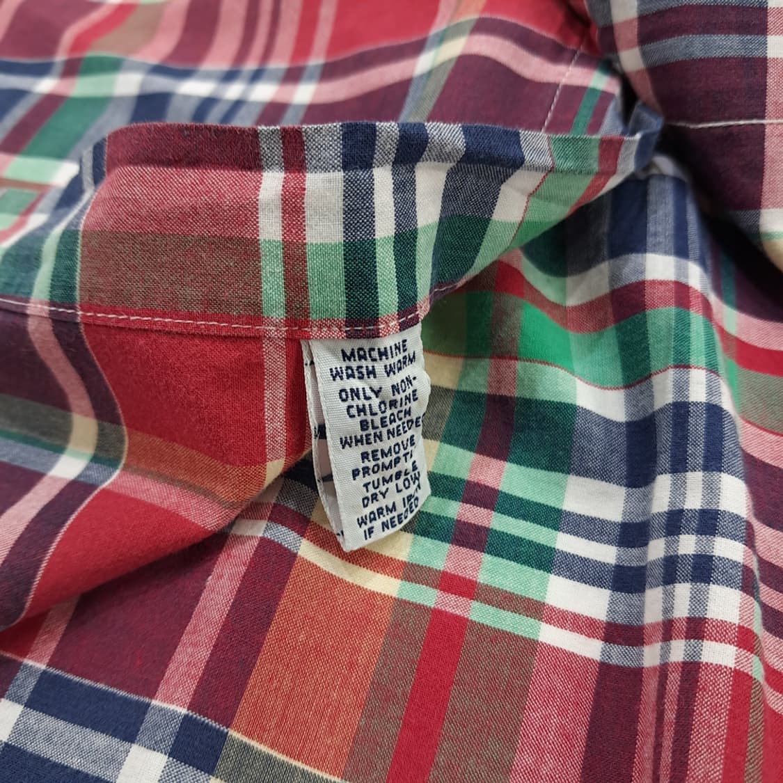 Co562 2XL 폴로 랄프로렌 버건디네이비 매드라스 반팔 셔츠 남방 상품이미지5