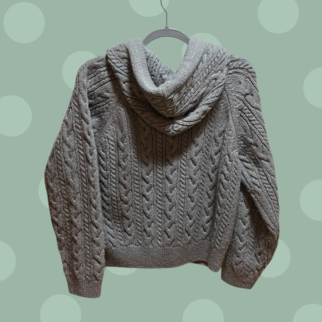 리리수 케이블 니트 그레이 후드 가디건 상품이미지3