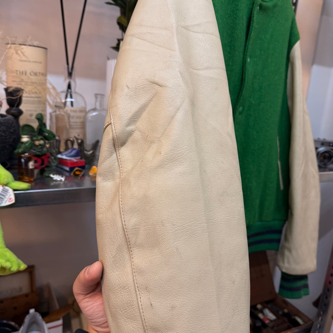 80S 골든베어 멜튼 울 레더 바시티 자켓  스타디움 자켓 L XL 상품이미지7