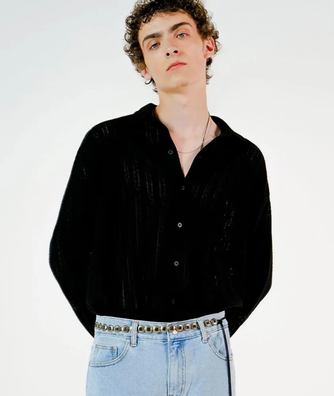 아노블리어 크로셰 셔츠 블랙 (정가 5만원) 상품이미지1