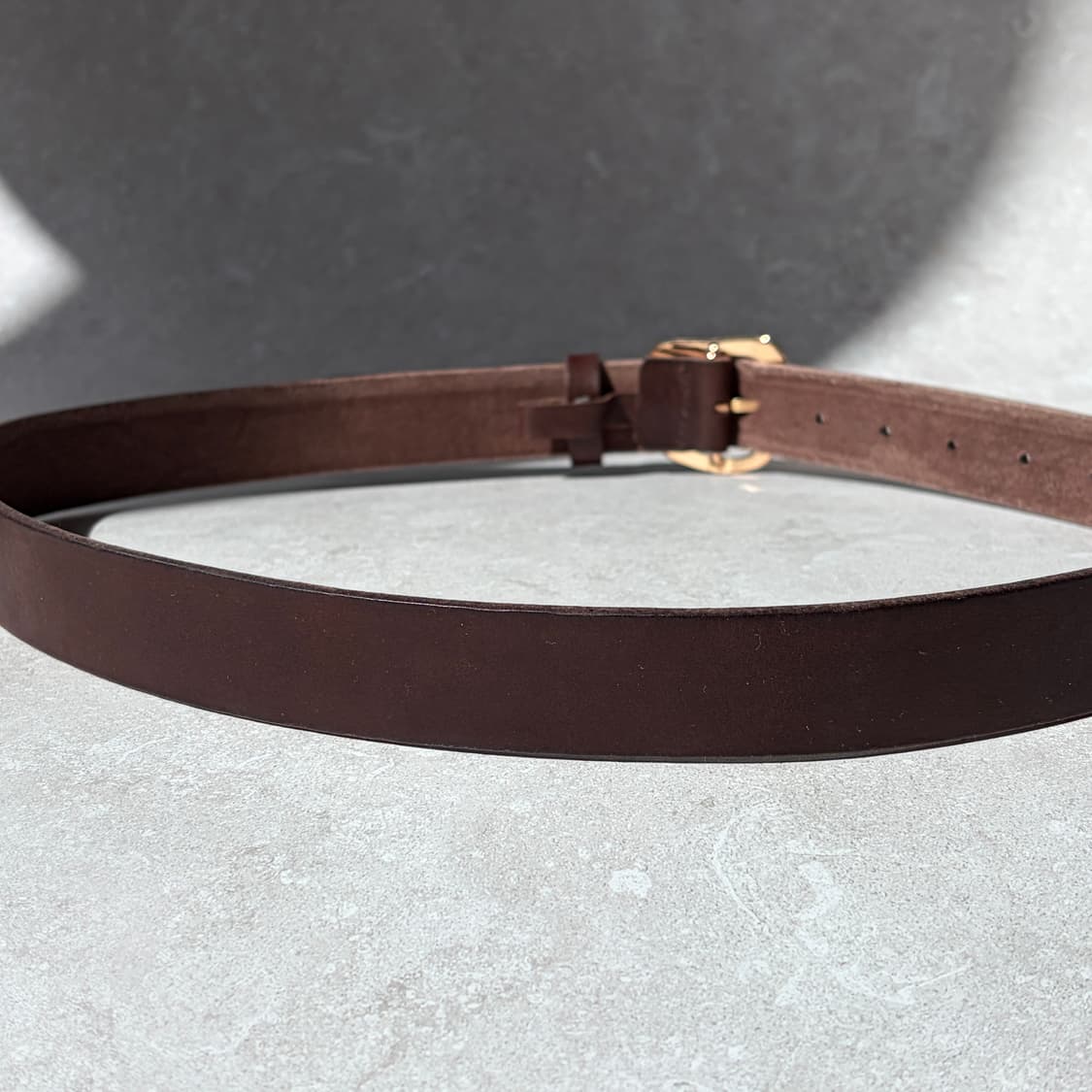 Oribell 커브드 24k 골드플레이트 버클 볼드 베지터블 소가죽 벨트 상품이미지6