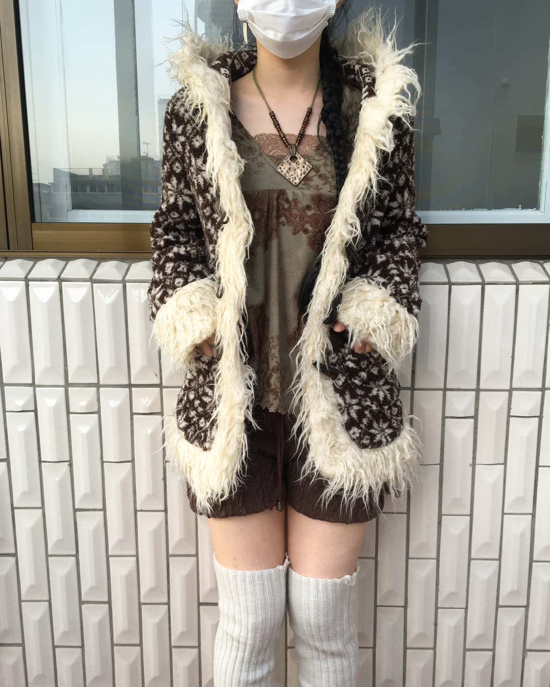 Fluffy trimming snow pattern fleece duff 상품이미지1