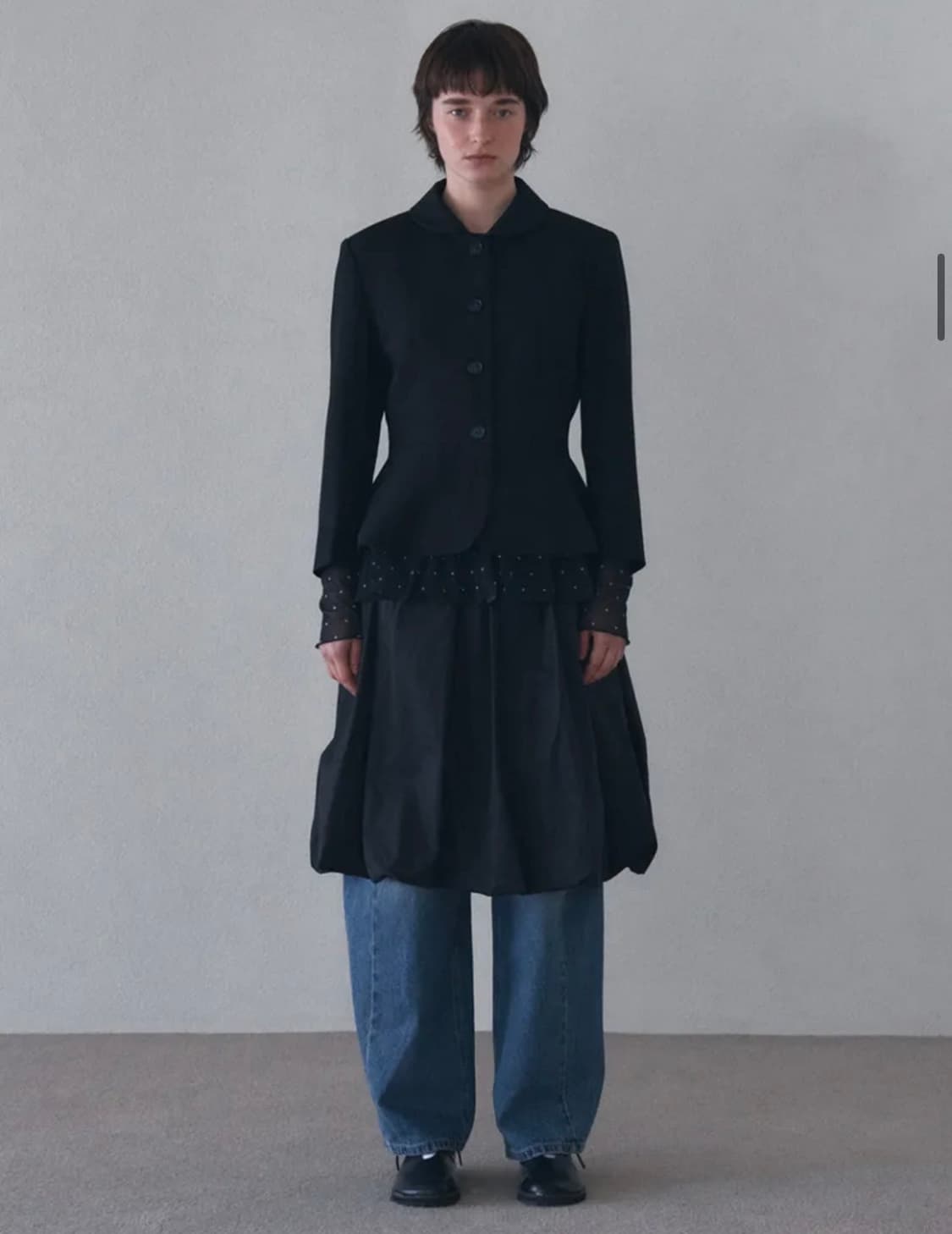 바니쉬먼트  Round collar flare jacket_black 상품이미지1
