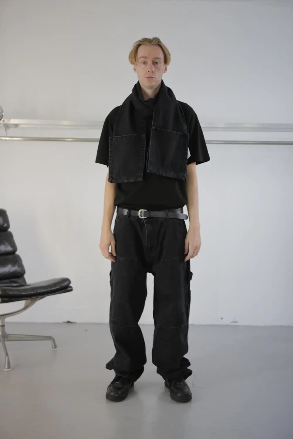 PLASTICPRODUCT 더블니 데님팬츠 블랙 M 상품이미지1