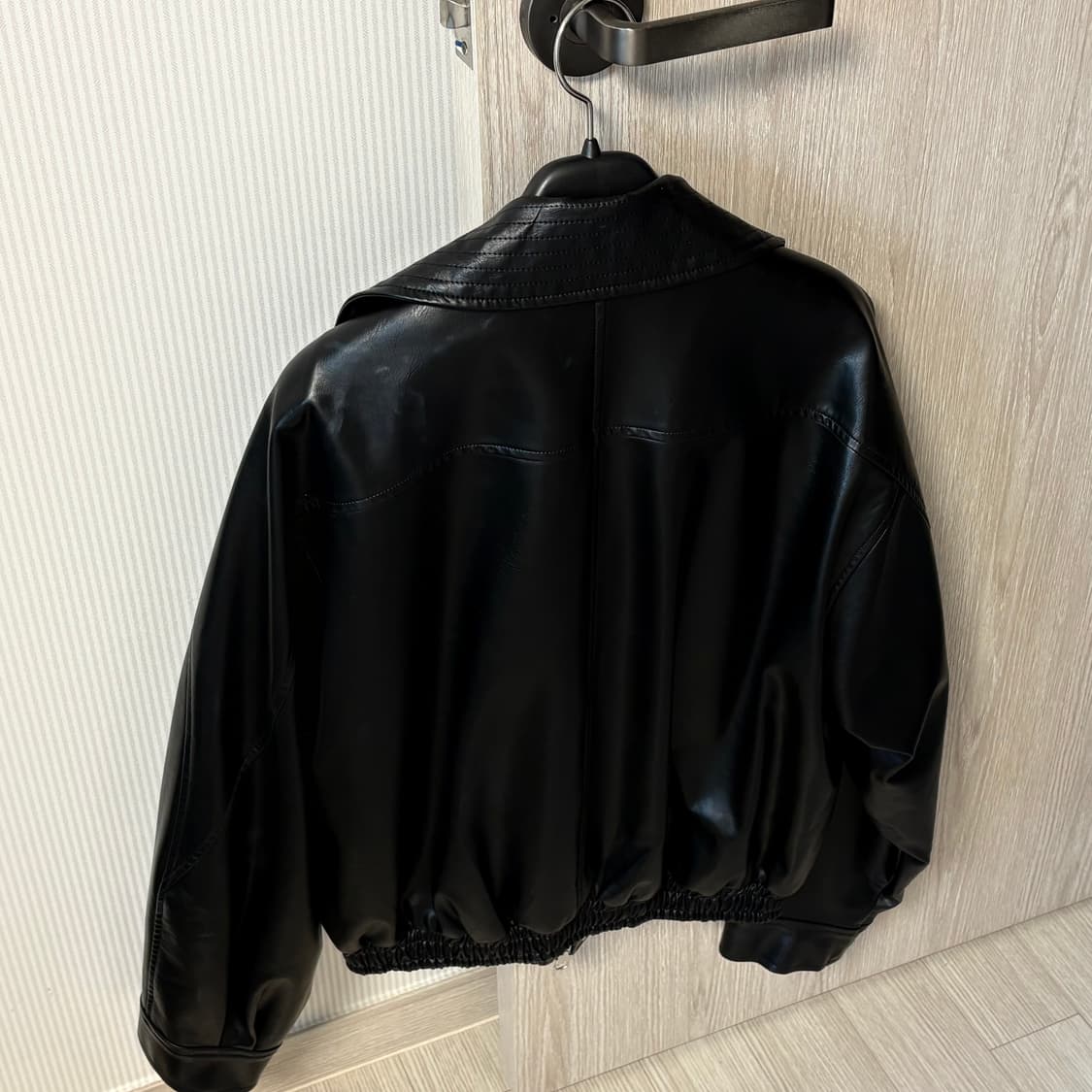 로우클래식 하이넥 레더 숏 자켓 S 상품이미지4