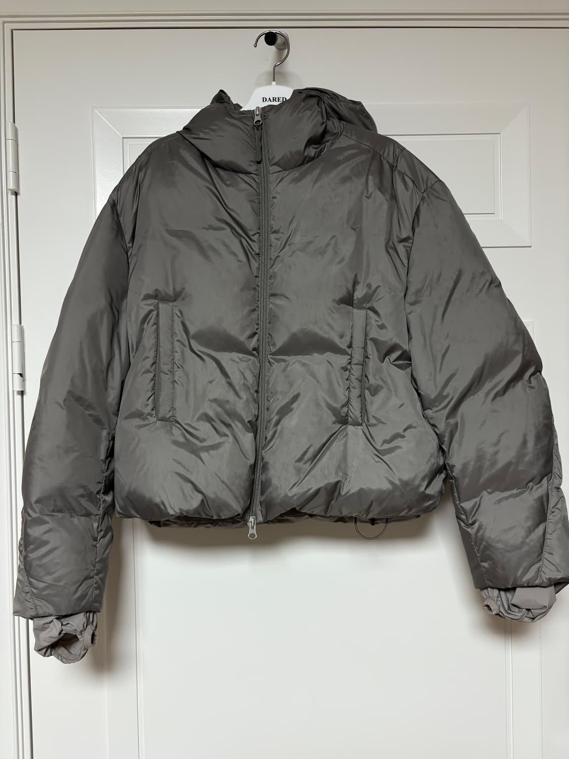 스튜디오테이블 후드 다운 점퍼 카키그레이 상품이미지4