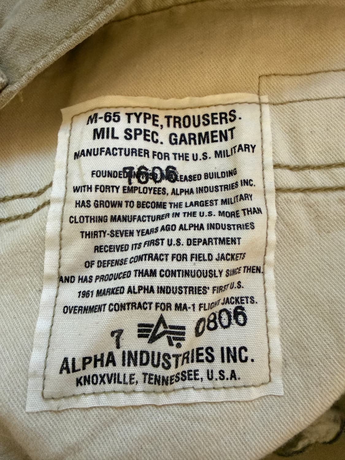 Alpha Industries M-65 TYPE TROUSERS 34 상품이미지3