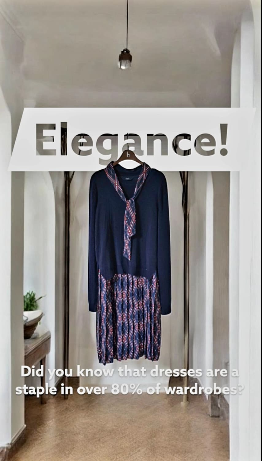 헤지스레이디스 스카프 장식 니트 믹스 미디원피스 55 55반 상품이미지1