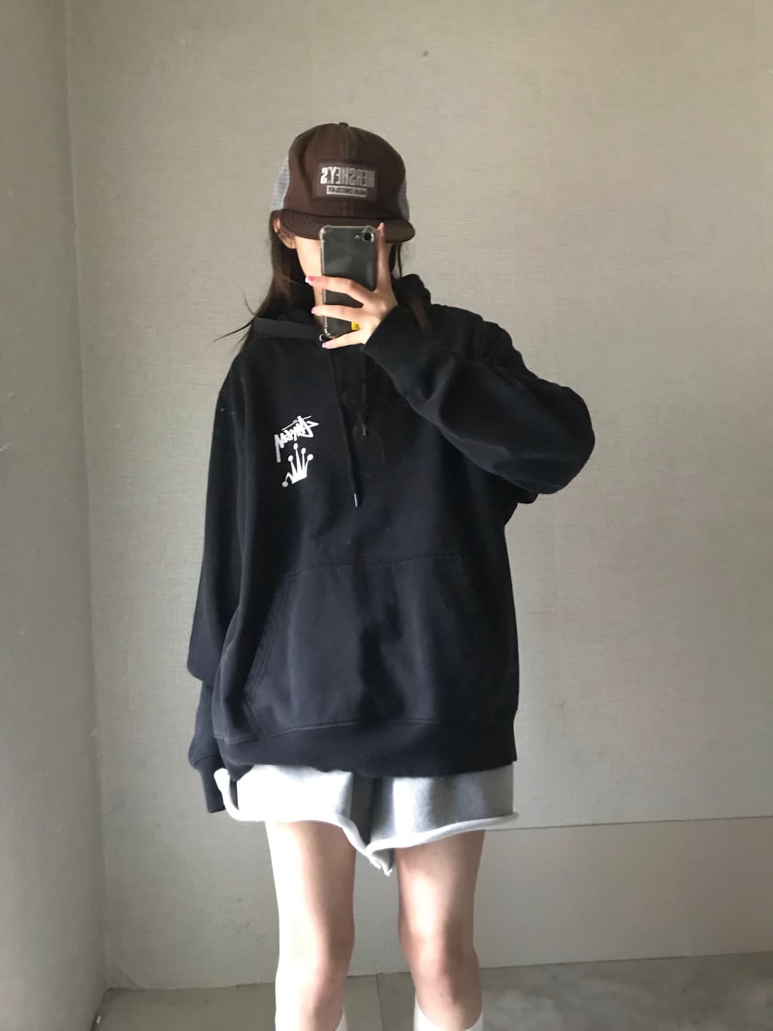 스투시 블랙 크라운 후드티 상품이미지5
