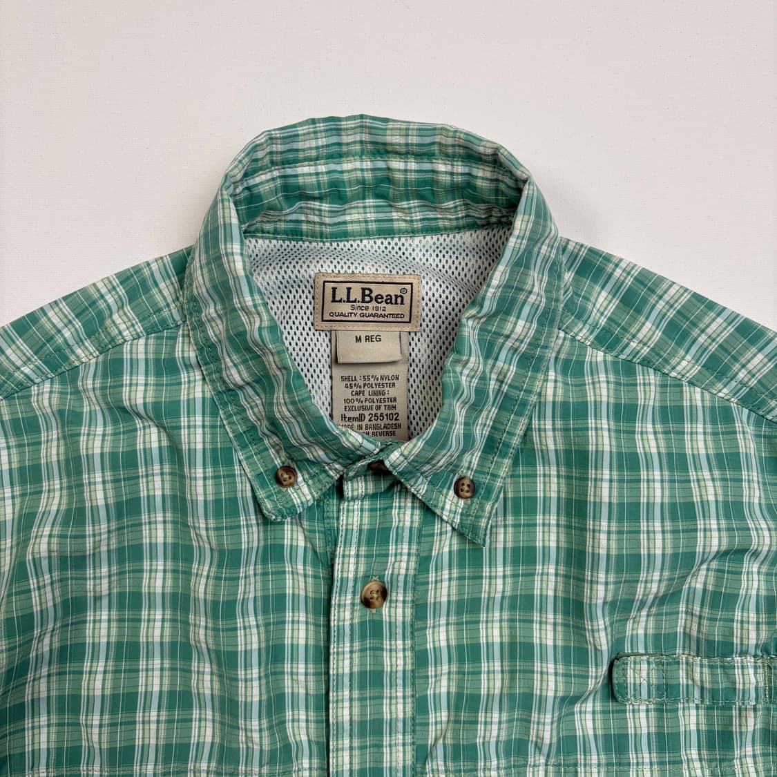 10s LLBean Fishing green pattern shirt 상품이미지2