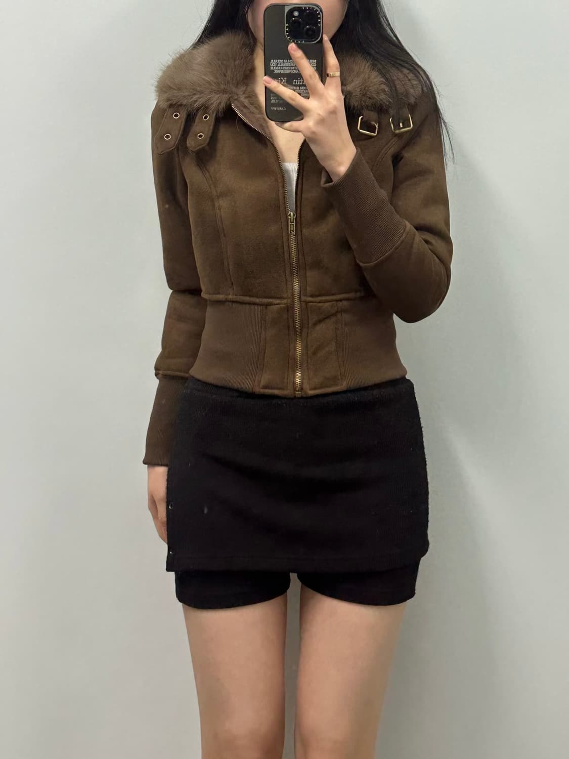 Vintage 빈티지 하이넥카라 슬림핏 퍼 무스탕 자켓 상품이미지1