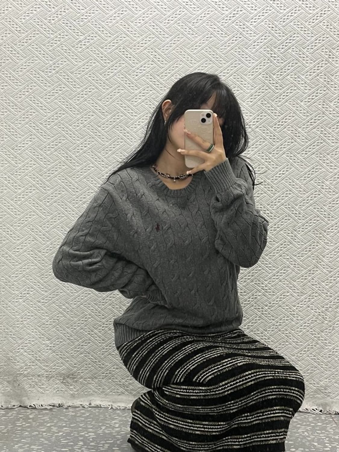 폴로 랄프로렌 그레이 꽈배기 케이블 니트 L C06423 상품이미지1